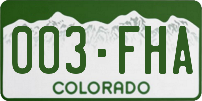 CO license plate 003FHA