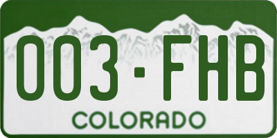 CO license plate 003FHB