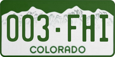 CO license plate 003FHI