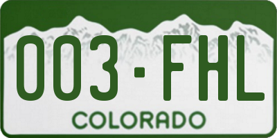 CO license plate 003FHL