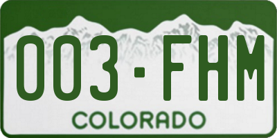 CO license plate 003FHM