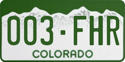 CO license plate 003FHR