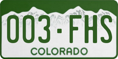 CO license plate 003FHS