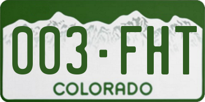 CO license plate 003FHT