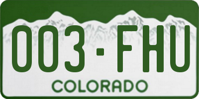CO license plate 003FHU
