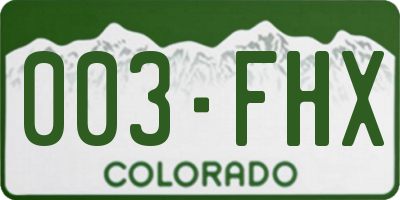 CO license plate 003FHX