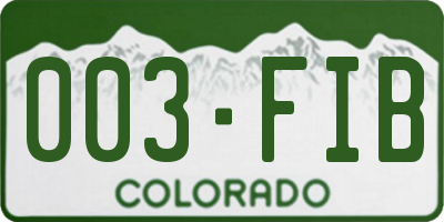 CO license plate 003FIB