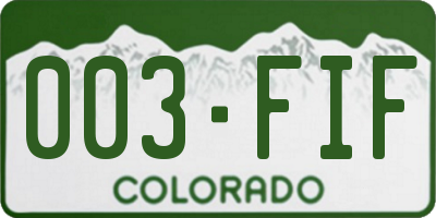 CO license plate 003FIF