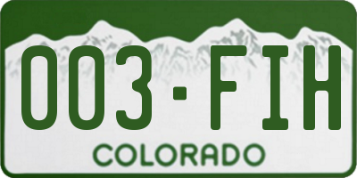 CO license plate 003FIH