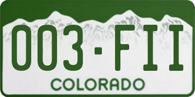CO license plate 003FII