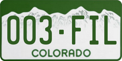 CO license plate 003FIL