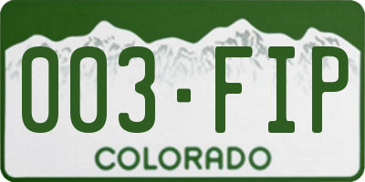 CO license plate 003FIP