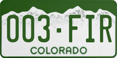 CO license plate 003FIR