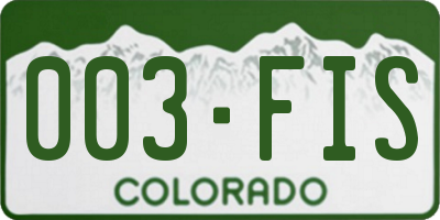 CO license plate 003FIS