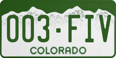 CO license plate 003FIV