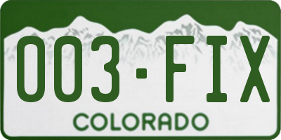 CO license plate 003FIX