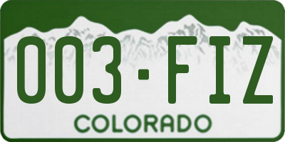 CO license plate 003FIZ