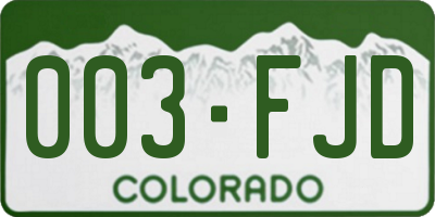CO license plate 003FJD