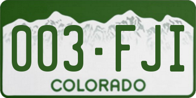 CO license plate 003FJI