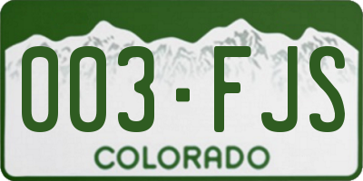 CO license plate 003FJS