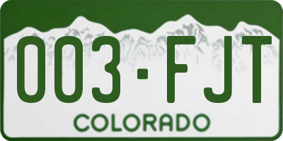 CO license plate 003FJT
