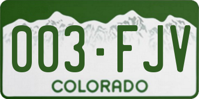 CO license plate 003FJV