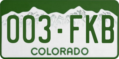 CO license plate 003FKB