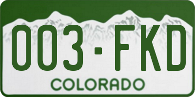 CO license plate 003FKD