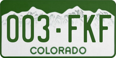 CO license plate 003FKF