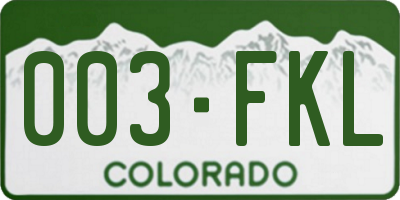 CO license plate 003FKL