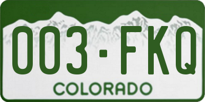 CO license plate 003FKQ