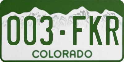 CO license plate 003FKR