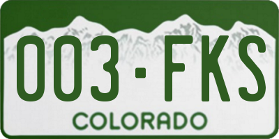 CO license plate 003FKS