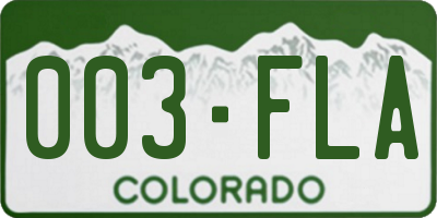 CO license plate 003FLA