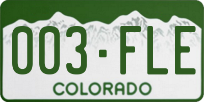 CO license plate 003FLE