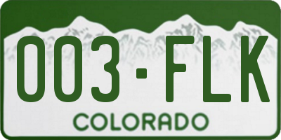 CO license plate 003FLK