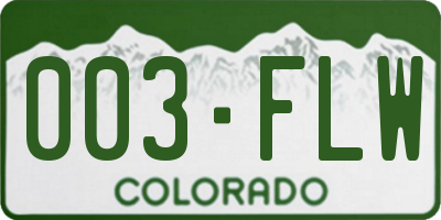 CO license plate 003FLW