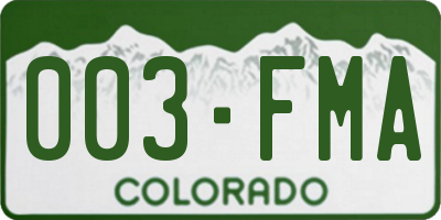 CO license plate 003FMA