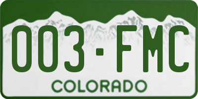 CO license plate 003FMC