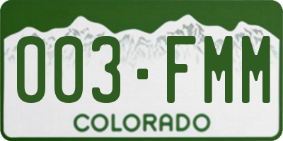 CO license plate 003FMM