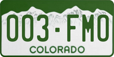 CO license plate 003FMO