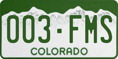 CO license plate 003FMS
