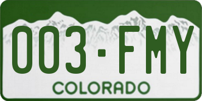CO license plate 003FMY