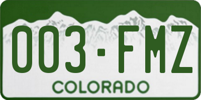 CO license plate 003FMZ