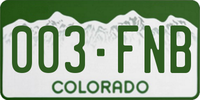 CO license plate 003FNB