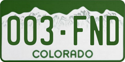 CO license plate 003FND