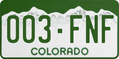 CO license plate 003FNF