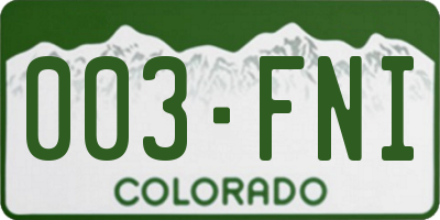 CO license plate 003FNI