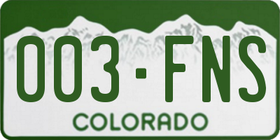 CO license plate 003FNS