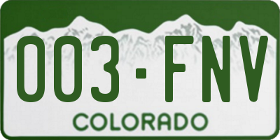 CO license plate 003FNV